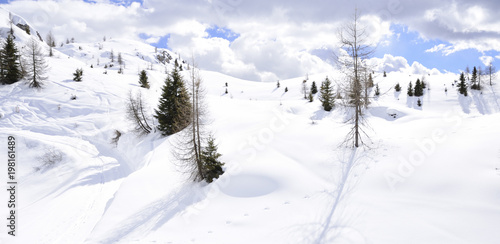 the peaks of the Alps in winter with soft snow © Stefania