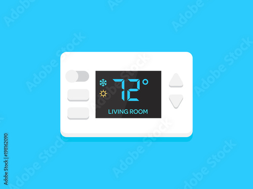 Digital modern thermostat. Flat design vector illustration