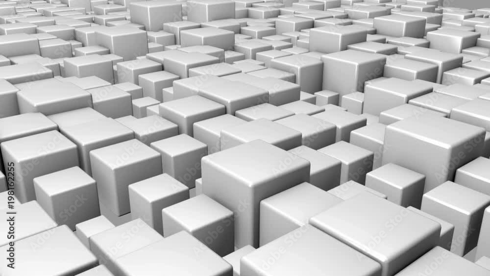 3D rendered background with white cubes animation 3D rendered background with white cubes animation