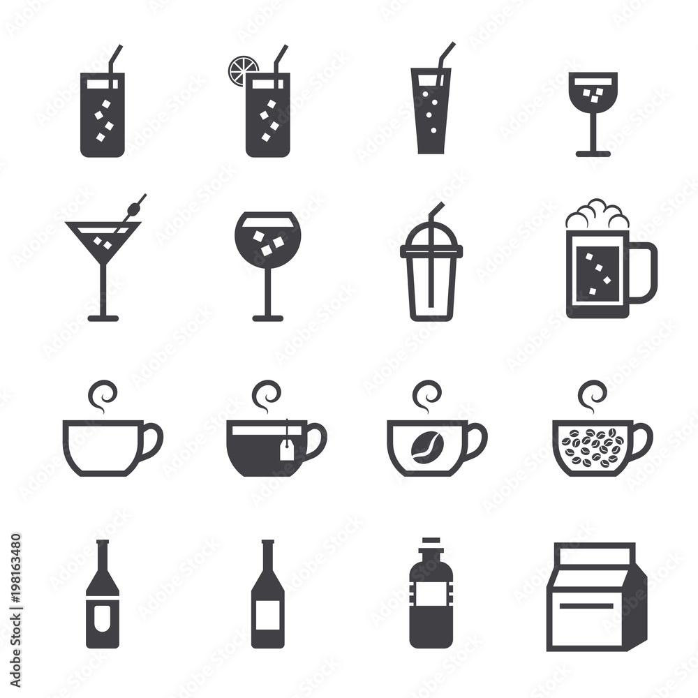 Drink icons, Drink sign in balck. Drink icons, Drink sign in balck.