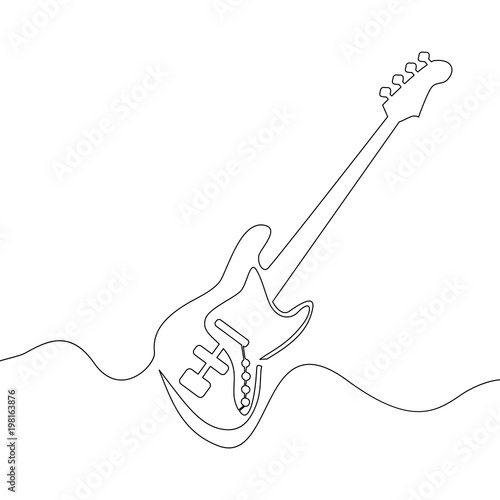 continuous line drawing of electric guitar
