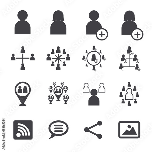 social icon, social concept in black color, vector icon