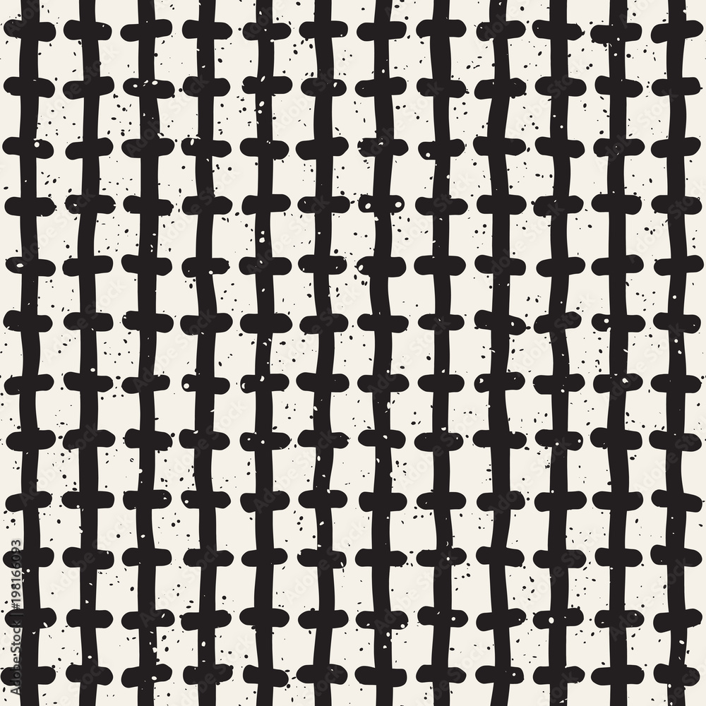 Naklejka premium Seamless pattern with hand drawn lines. Abstract background with freehand brush strokes. Black and white texture. Ornament for wrapping paper.