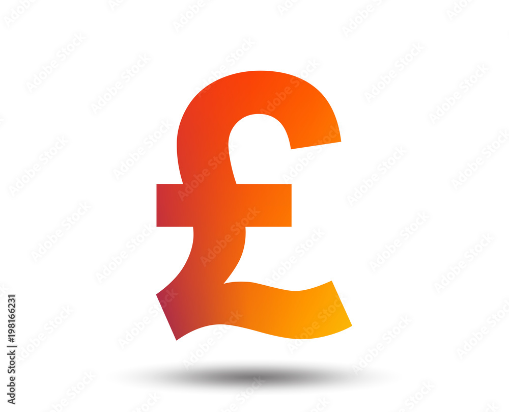 Pound sign icon. GBP currency symbol. Money label. Blurred gradient design  element. Vivid graphic flat icon. Vector vector de Stock | Adobe Stock