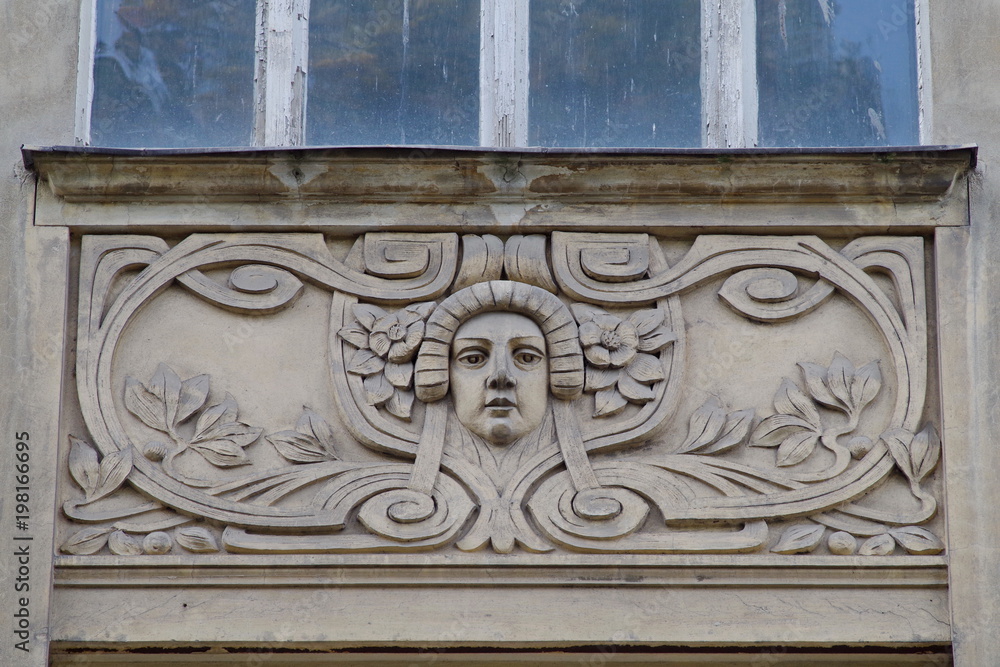 Decorative plaster below window in Goerlitz city