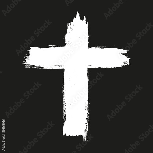 Hand drawn grunge cross icon, simple Christian cross sign, hand-painted cross