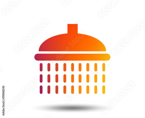 Shower sign icon. Douche with water drops symbol. Blurred gradient design element. Vivid graphic flat icon. Vector