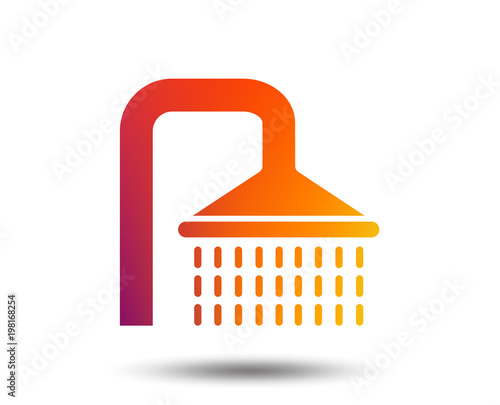 Shower sign icon. Douche with water drops symbol. Blurred gradient design element. Vivid graphic flat icon. Vector