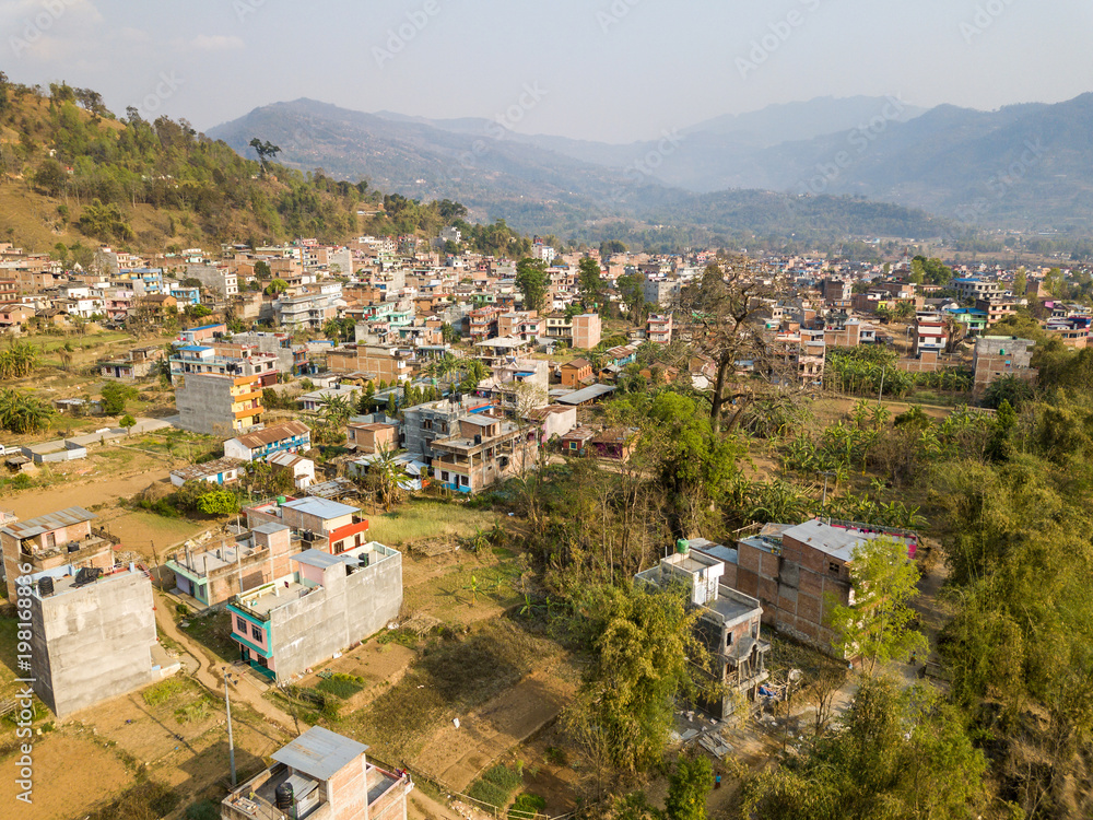 Aerial view of Kusma in Parbat district, Nepal