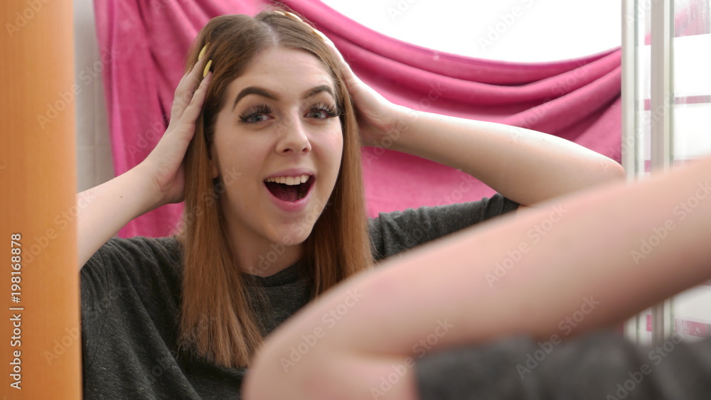 Fototapeta premium beautiful blue eyed girl joy surprise happiness