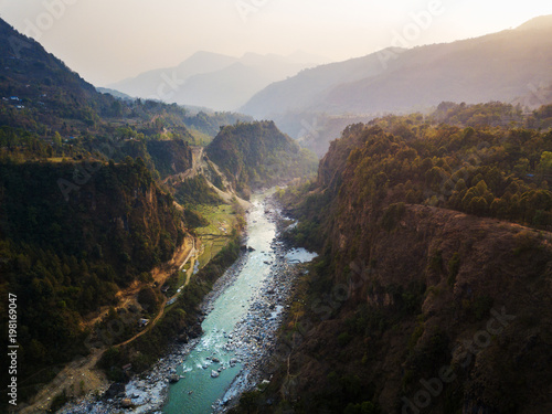 Canvas Print Kali Gandaki river and its deep gorge near Kusma in Nepal
