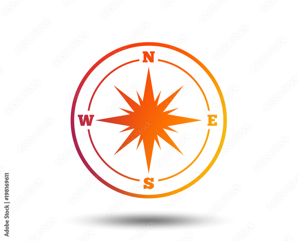 Compass sign icon. Windrose navigation symbol. Blurred gradient design element. Vivid graphic flat icon. Vector Compass sign icon. Windrose navigation symbol. Blurred gradient design element. Vivid graphic flat icon. Vector