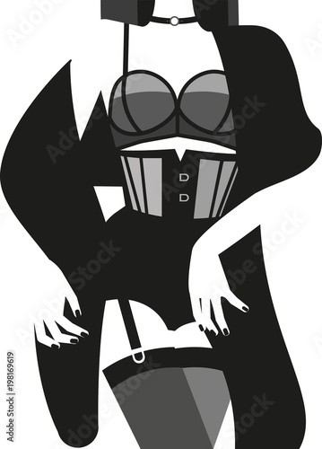 Woman in sexy underwear. Vector illustration.