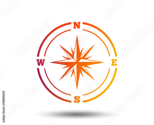 Compass sign icon. Windrose navigation symbol. Blurred gradient design element. Vivid graphic flat icon. Vector