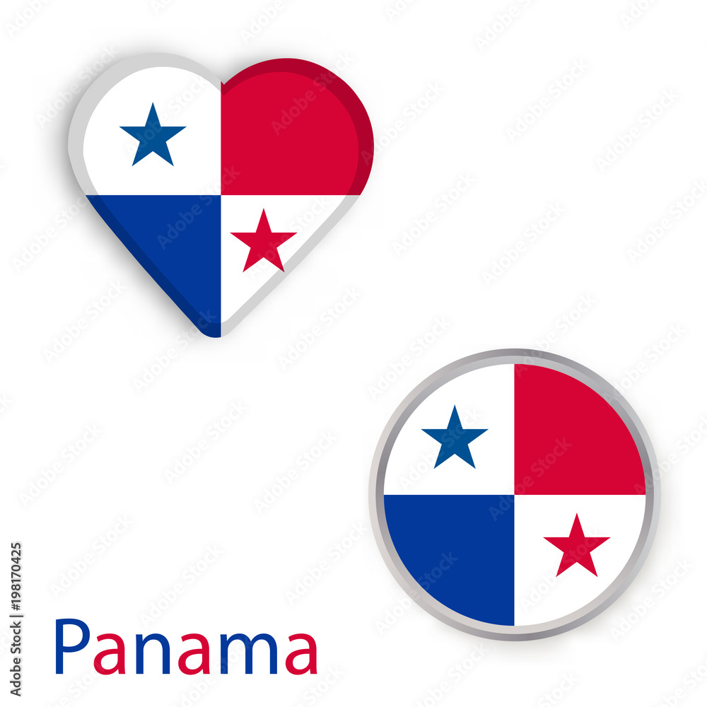Heart and circle symbols with flag of Republic of Panama. Heart and circle symbols with flag of Republic of Panama.