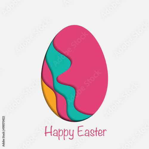 Easter Egg Abstract Layer Art with paper cut shapes. Vector design layout for business presentations, flyers, posters and invitations