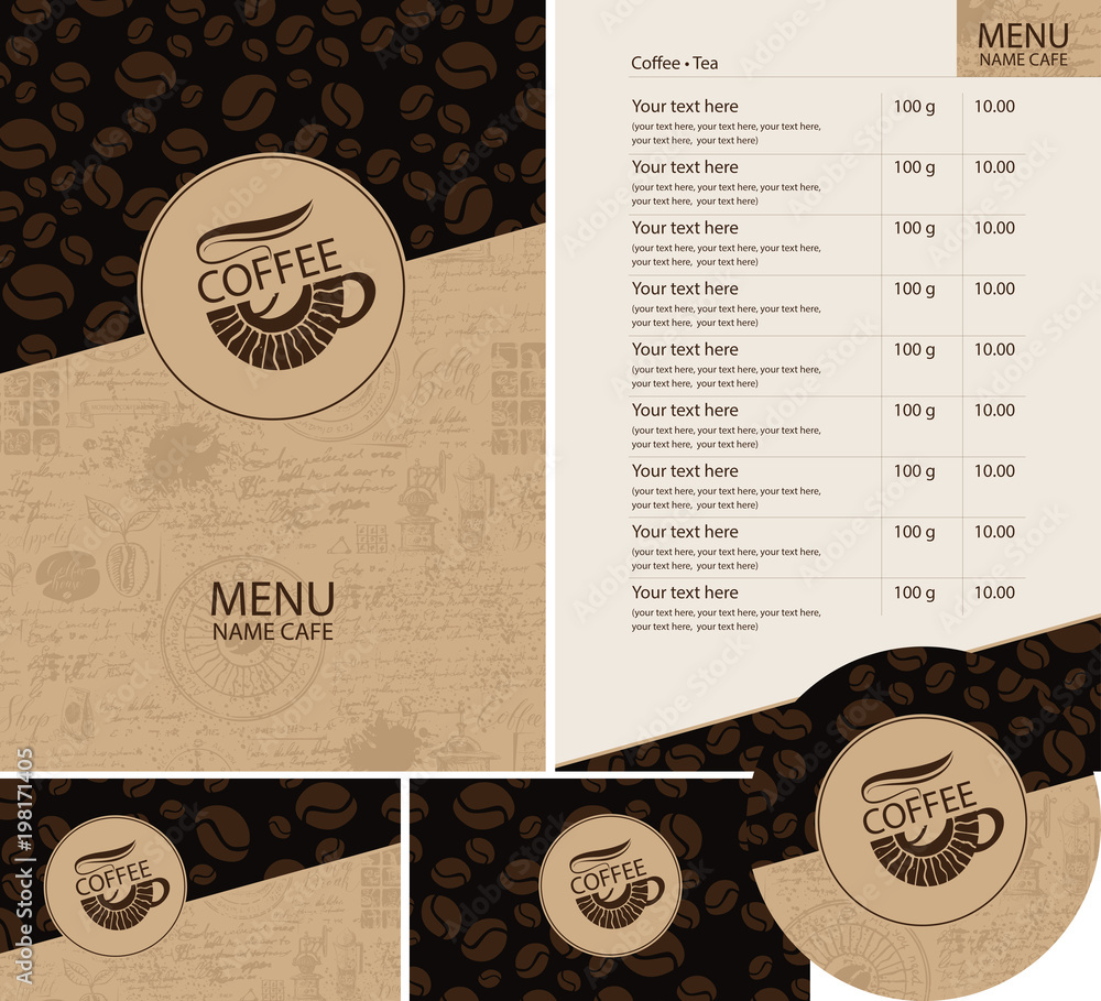 Premium Vector  Price list menu with coffee beans