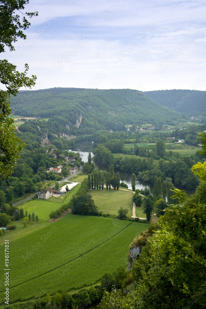 Europe, France, Midi Pyrenees, Lot, 46, Lot Valley view from St Cirq Lapopie