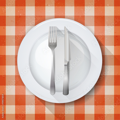 Dishware Setting On Tablecloth Background