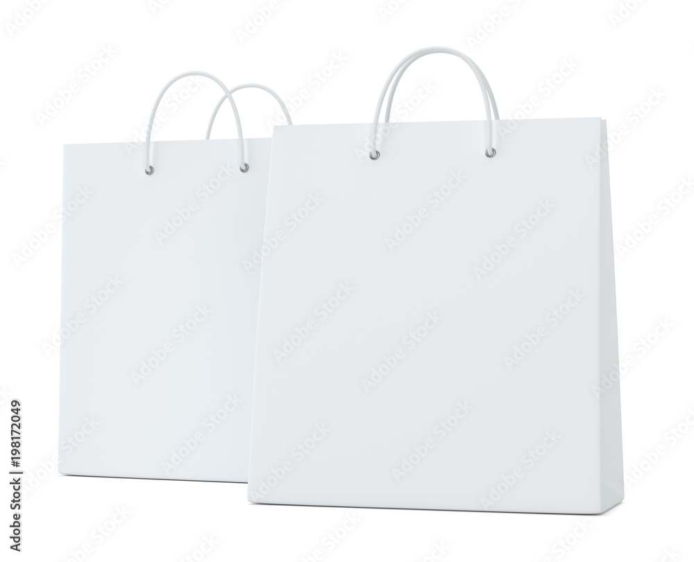 Paper Shopping Bag on white studio background. 3d rendering. Paper Shopping Bag on white studio background. 3d rendering.