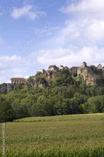 View of the rural hilltop village of Calvignac, The Lot, Midi-Pyrenees, France, Europe