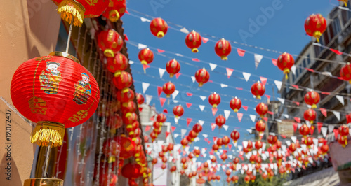 Chinese new year lanterns in china town. © toa555