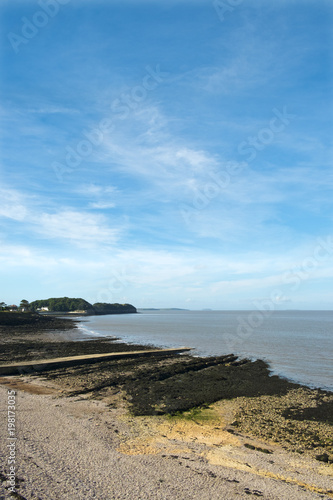 Late summer sun on the seafront at Clevedon on the Bristol Channel  Somerset  UK.
