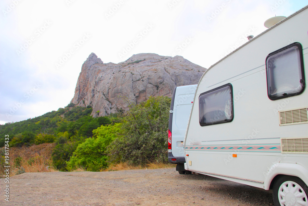 Kempin, caravan, house on wheels in the mountains