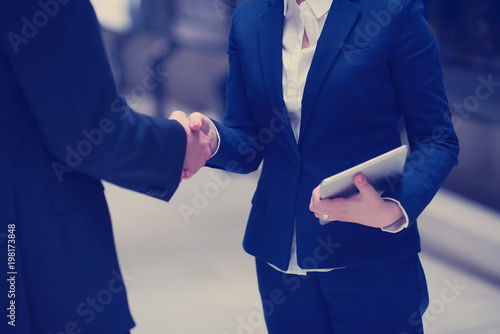 business man and woman hand shake © .shock