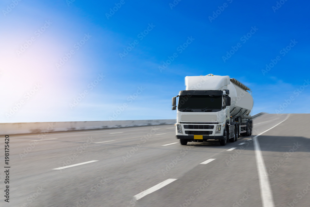 Gas or oil Truck on highway road container, transportation concept.,import,export logistic industrial Transporting Land transport on the asphalt expressw