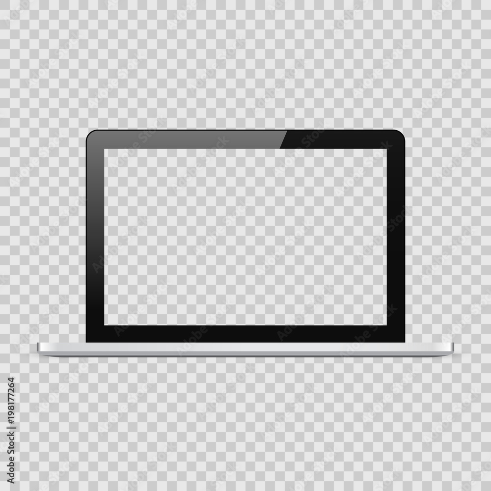 Realistic vector black laptop mockup template with blank screen on ...