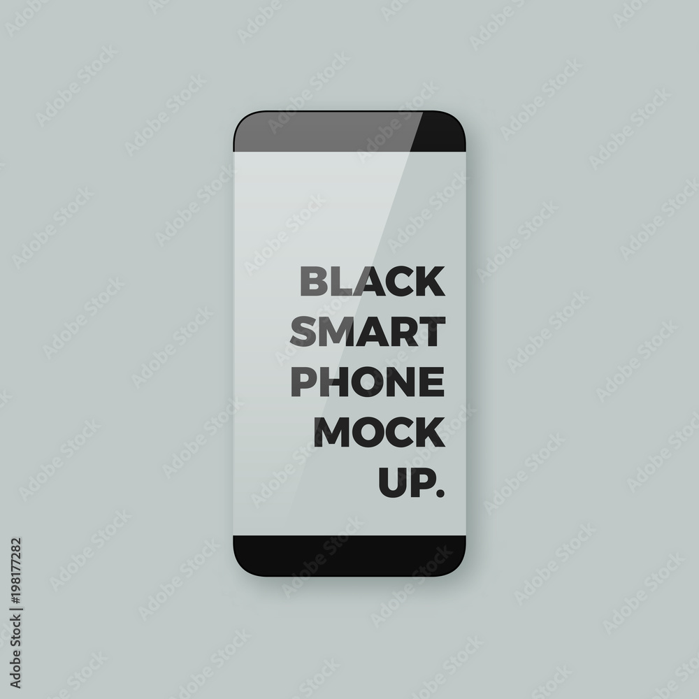 Realistic vector smartphone mockup with edgeless borderless bezel-less display  screen. Shiny glossy black smart phone template with empty blank screen  with copyspace for your design. Stock Vector | Adobe Stock