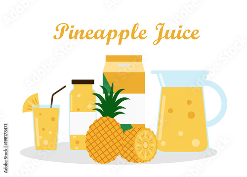 pineapple juice with pack template packaging design - vector illustration