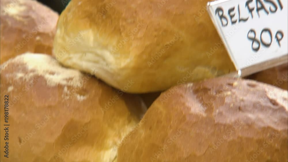 A steady close up shot of a bread that is freshly baked, sold in the supermarket. A steady close up shot of a bread that is freshly baked, sold in the supermarket.