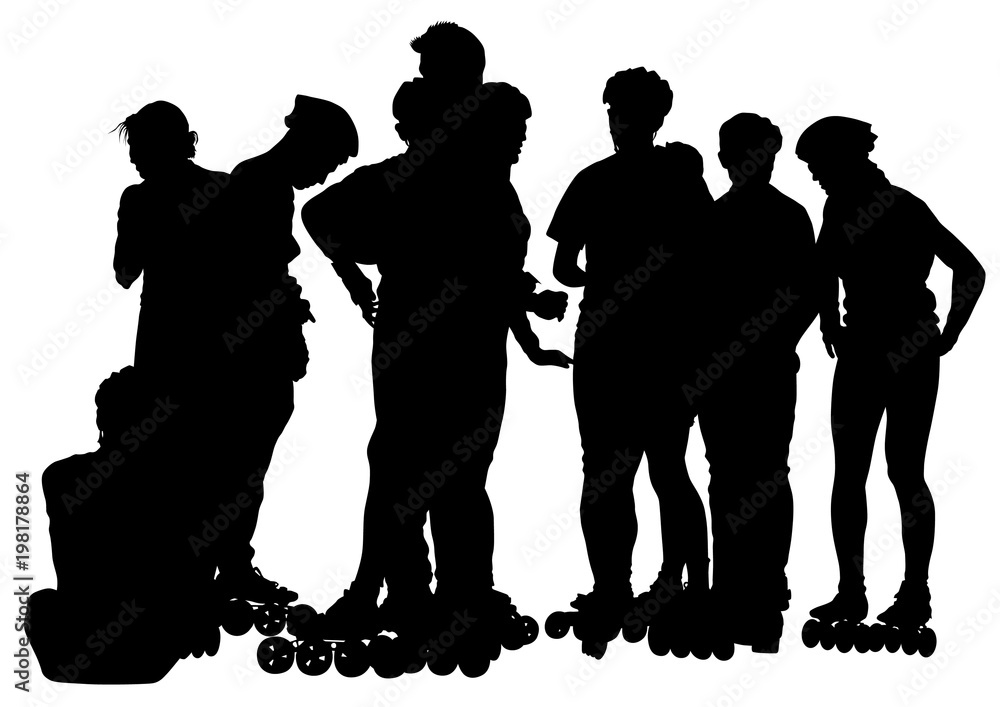 Sports boy and girl on roller skates on white background Sports boy and girl on roller skates on white background