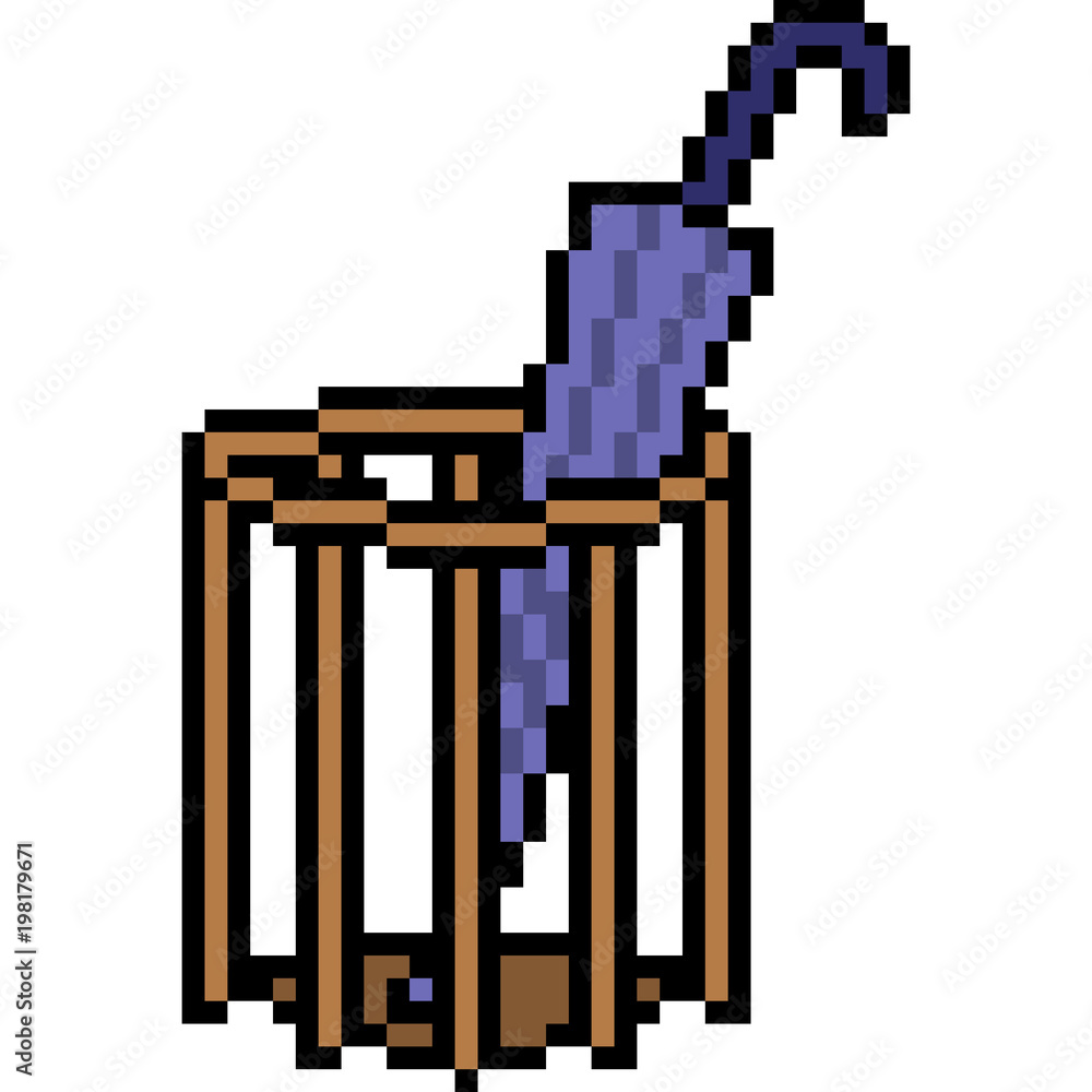 Obraz premium vector pixel art umbrella basket