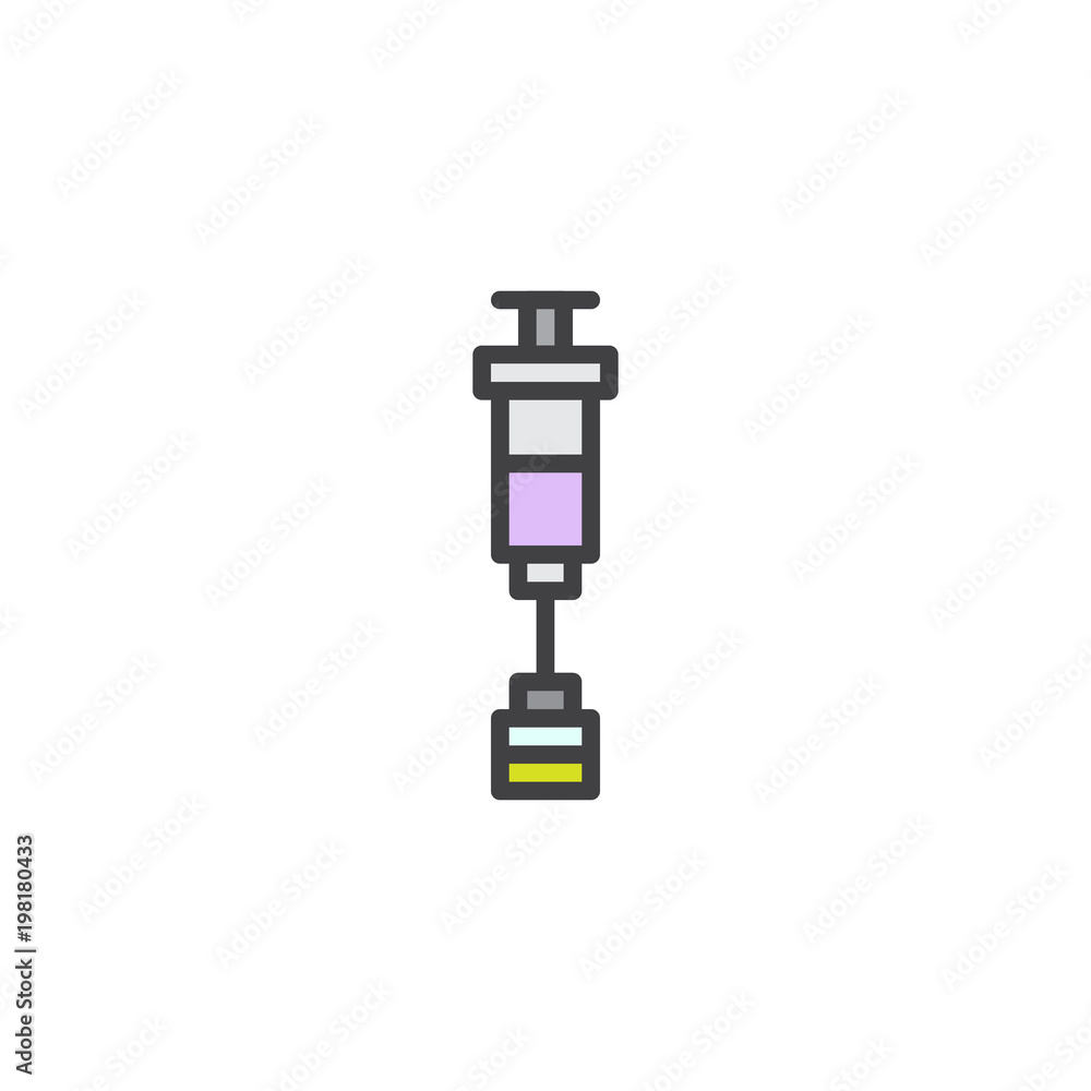 Syringe injection filled outline icon, line vector sign, linear colorful pictogram isolated on white. Laboratory experiment symbol, logo illustration. Pixel perfect vector graphics Syringe injection filled outline icon, line vector sign, linear colorful pictogram isolated on white. Laboratory experiment symbol, logo illustration. Pixel perfect vector graphics