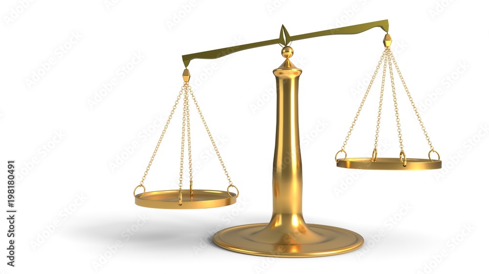 Gold scales on white, 3d rendering Gold scales on white, 3d rendering