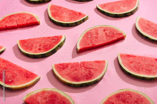 fresh watermelon slices  arranged in pattern