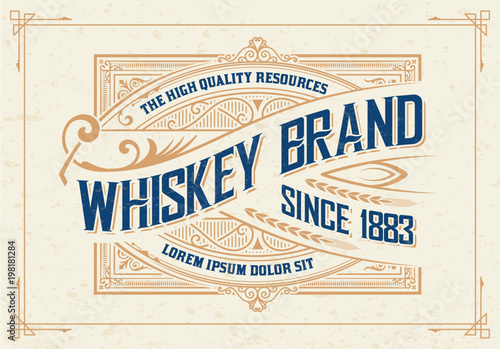 Old  label design for Whiskey and Wine label, Restaurant banner, Beer label. photo