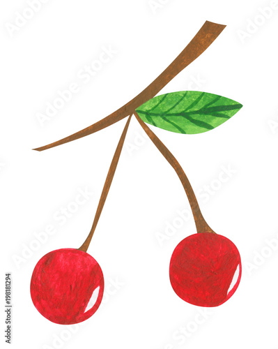 cherries, gouache paint