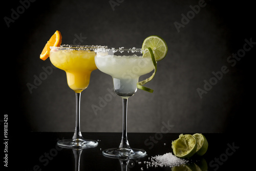 Lime and orange margarita cocktails