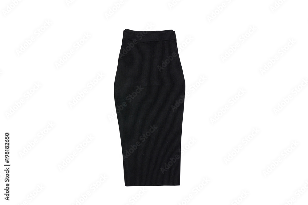 Black skirt. Fashionable concept. Isolated. White background Black skirt. Fashionable concept. Isolated. White background