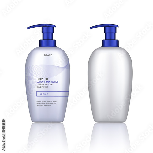 Vector container for cosmetic products isolated on white and transparent background. Empty mock up. Skin care packaging design. For advertising, flyer, banner, poster. Realistic 3d illustration.