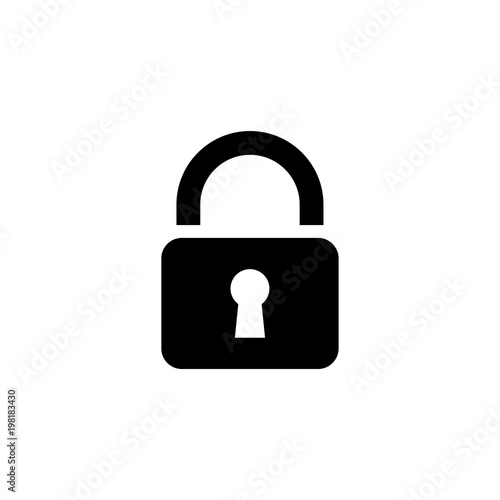 Padlock. Flat Vector Icon. Simple black symbol on white background