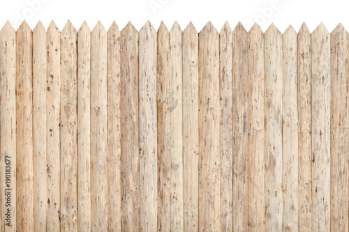Foto Fence from the stockade. Untreated wood. Isolate