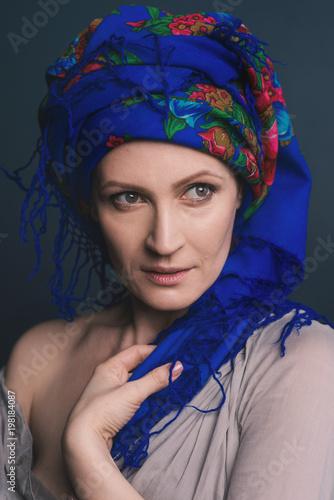 portrait of ukrainian woman in traditional national folk clothes
