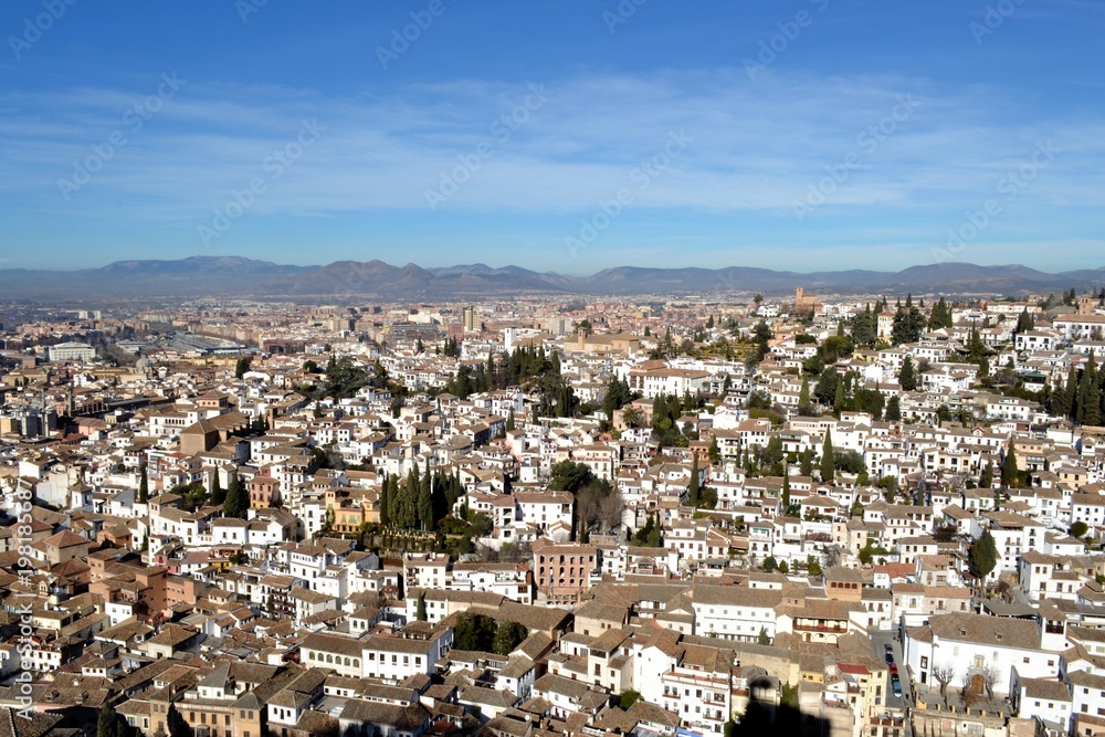 panorama visto dall'alto di Granada, Andalusia