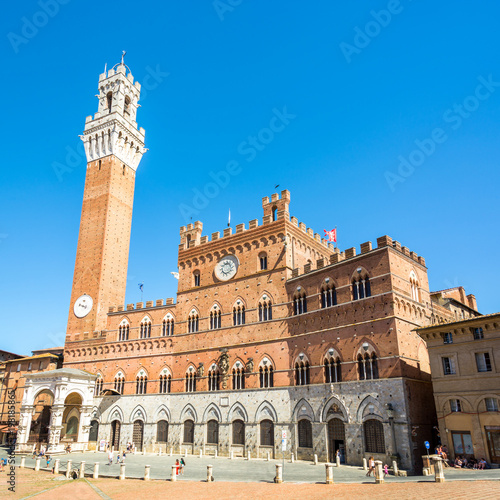 Palazzo Publico and Torre del Mangia (Mangia tower) in Siena, Tuscany, Italy