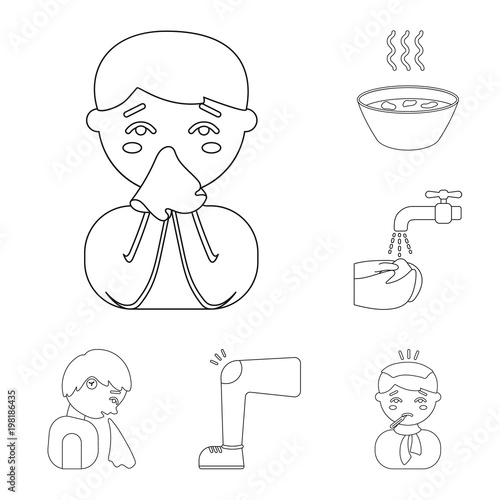 The sick man outline icons in set collection for design.Illness and treatment vector symbol stock web illustration.